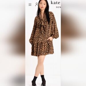 NWT Kate Spade Classic Leopard Tie-Neck Dress Size XXL